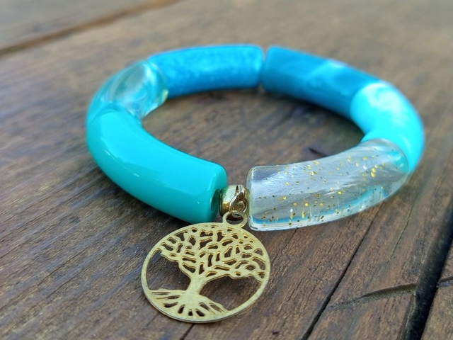 Bracelet jonc perles tubes incurvées Mohana Firoza