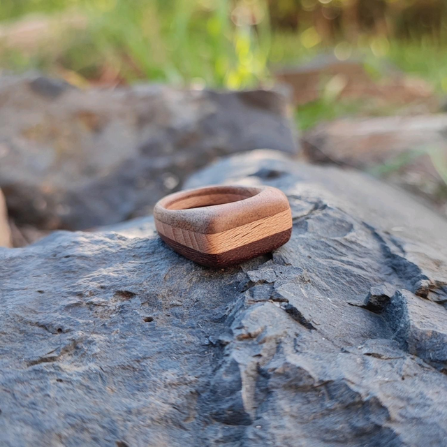 Chevalière en Bois de Pao Roxo, Hêtre et Noyer Noir