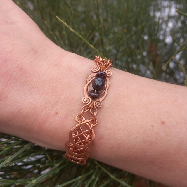 Bracelet 7 Cuivre &amp; grenat