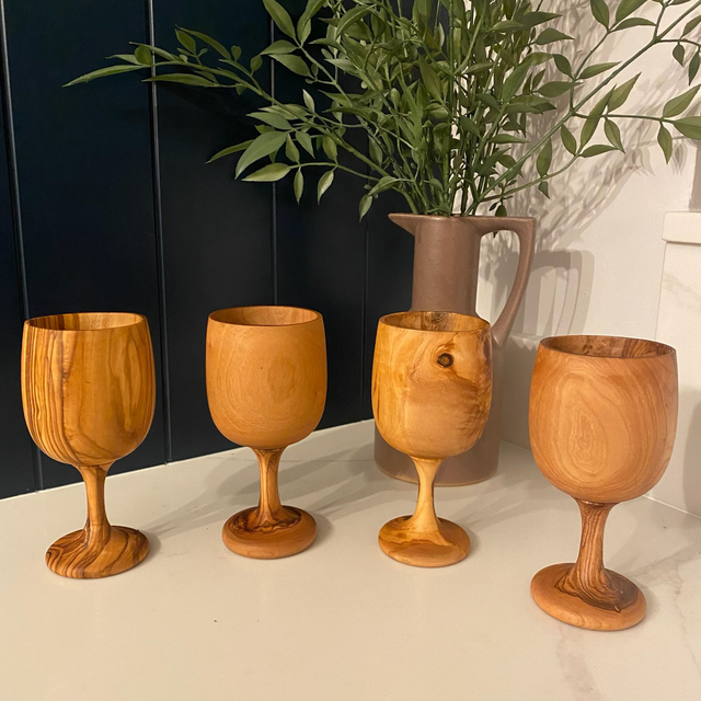 Olive Wood wine glasses/goblets