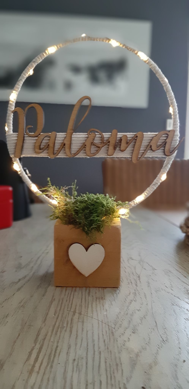 Cercle macramé prénom lumineux