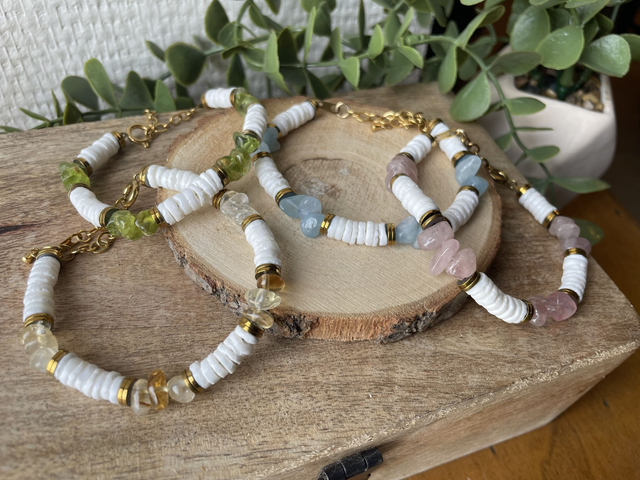 Bracelet Réglable Coquillage / Pierres au choix