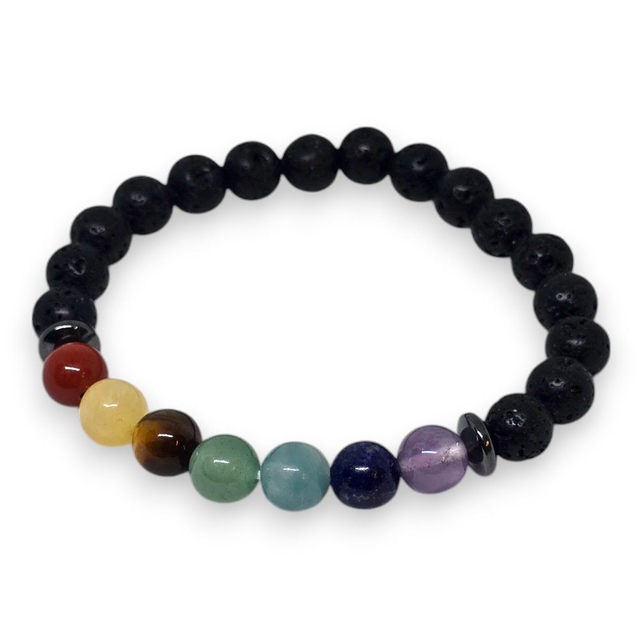 Bracelet Pierre de Lave 7 chakras - 8 mm