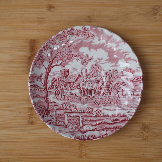 Myott | Schoteltje (diameter 14 cm | hoogte 2 cm) ‘Royal Mail’ motief in roze kleur | Vintage
