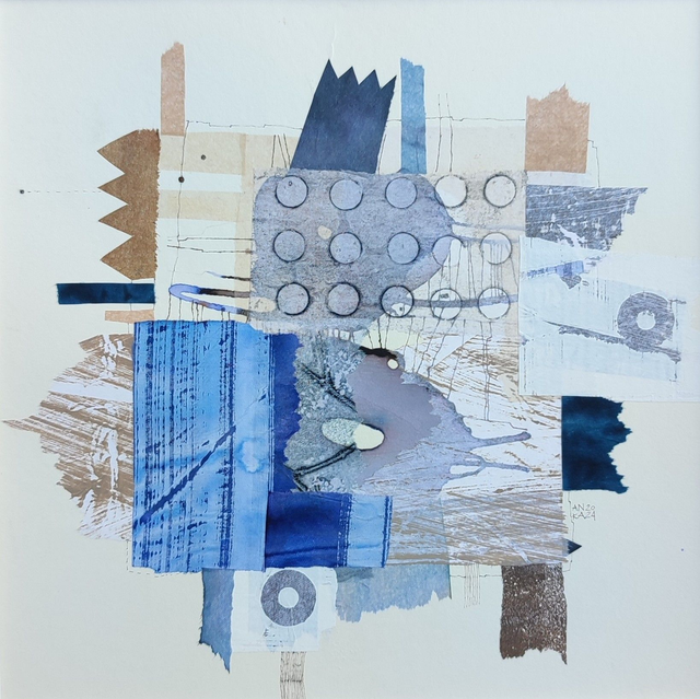 Kompozycja18, 30x30 (20x20 w świetle passe-partout) tech. mieszana 2024