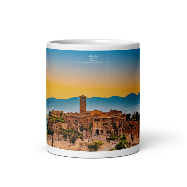  Tazza bianca lucida Civita di Bagnoreggio 