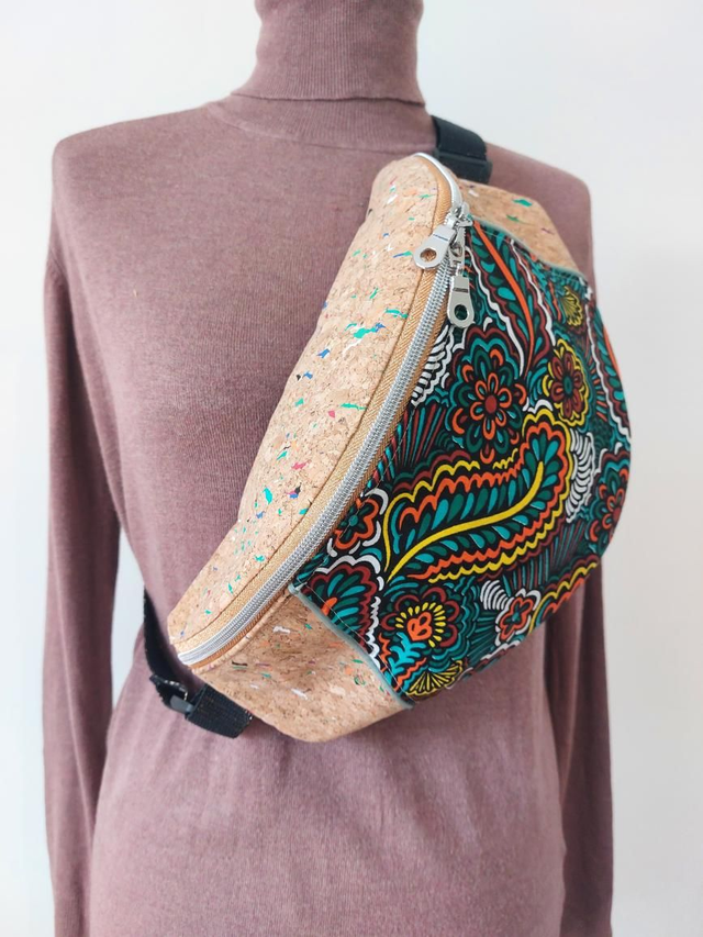 Sac banane en tissus liège et wax