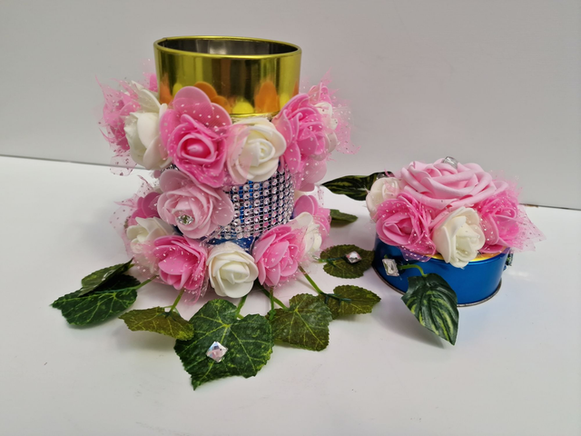 Boite A Bijoux Boite Décorative Avec Fleurs Roses Et Blanches