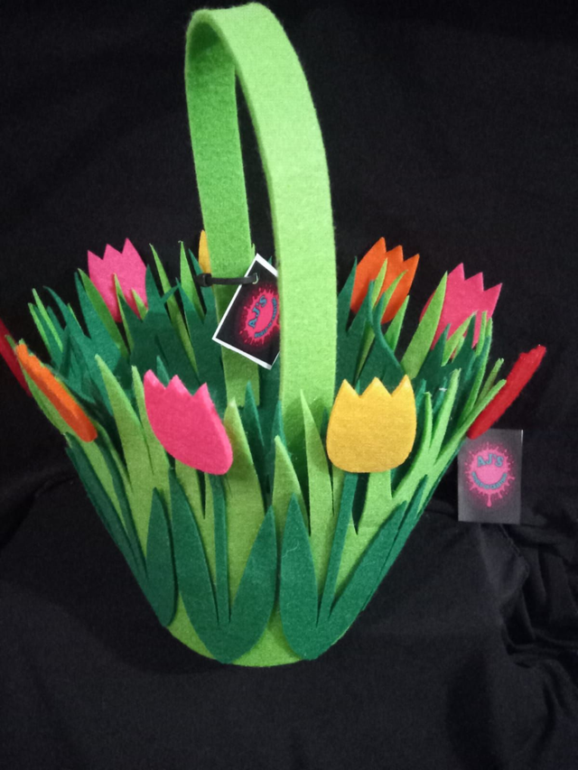 Tulip Flowers Custom Made Felt Basket (1)