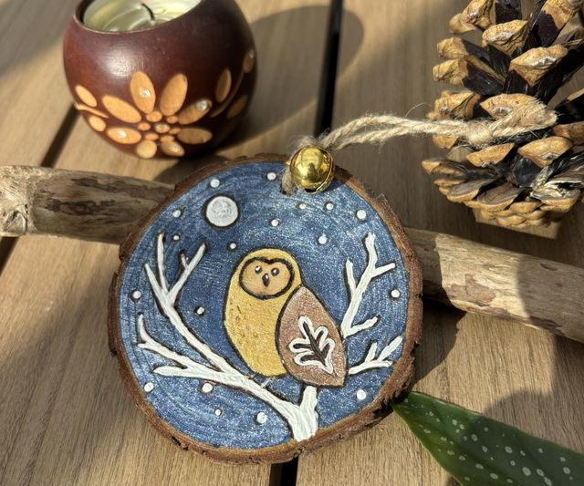 Boule de Noël en bois Chouette