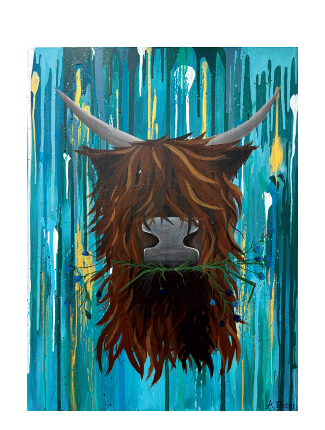 Highland Cow Print 'Grazin in the rain' A4/A3/A6