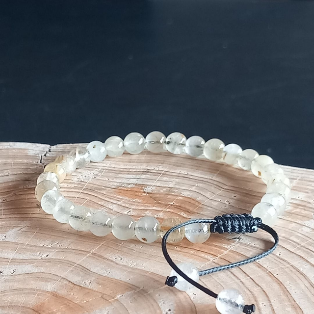 Bracelet ajustable en Quartz rutile doré