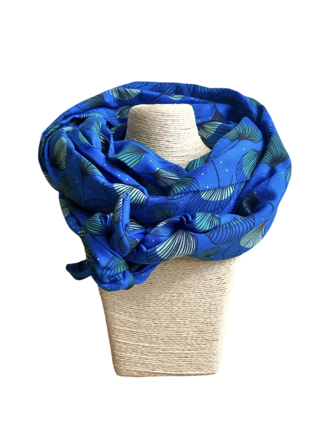 Echarpe 180 cm de long - PLUMES - bleu