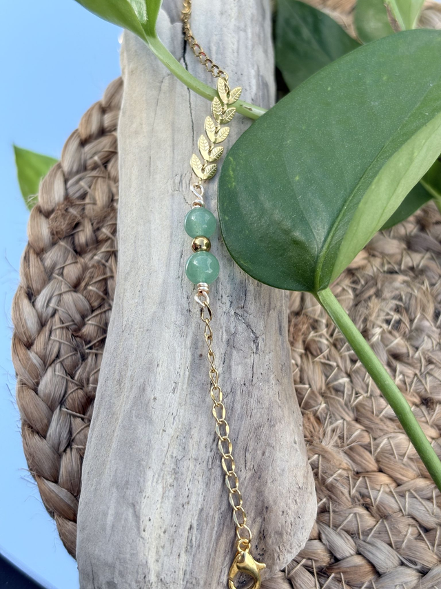 Bracelet acier inoxydable doré et aventurine