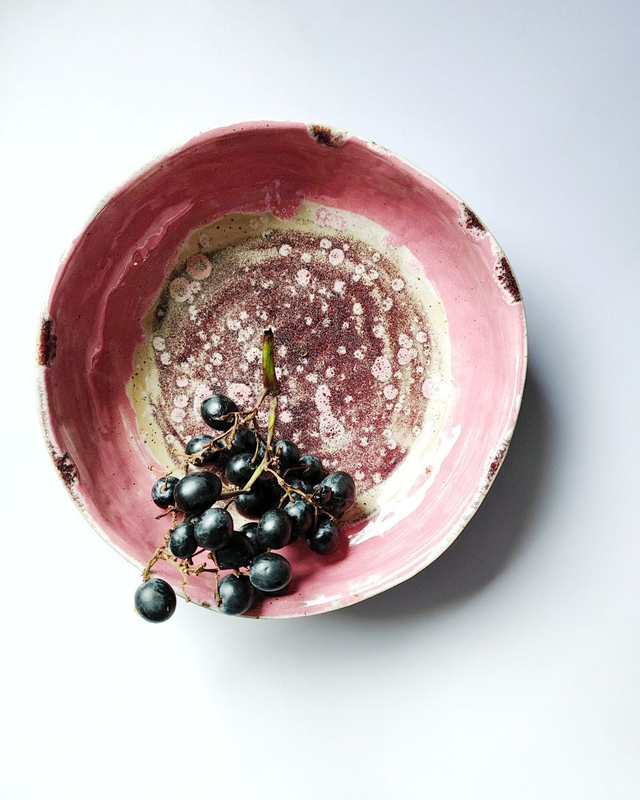 Miska ceramiczna różowa nakrapiana 750 ml