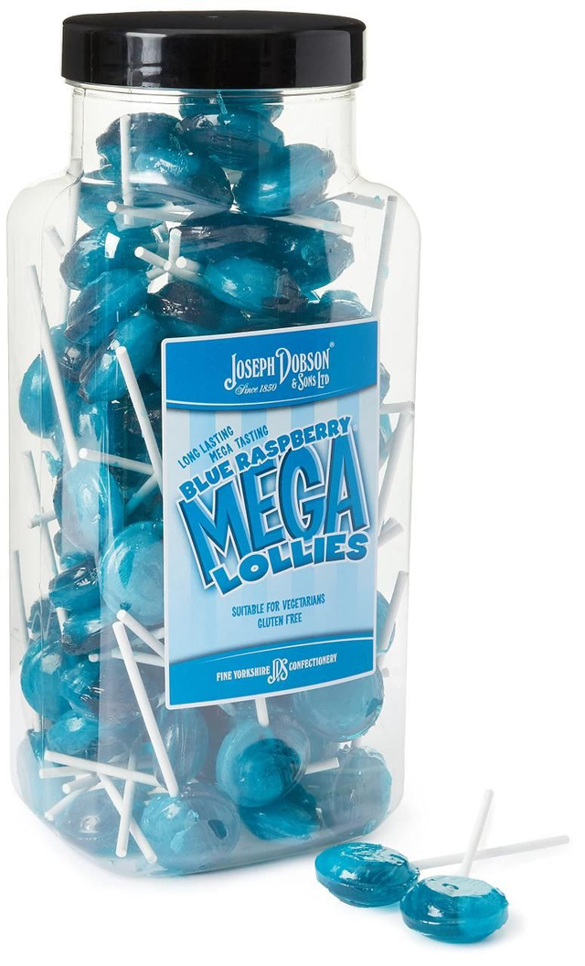Joseph Dobson blue Raspberry lolly full jar