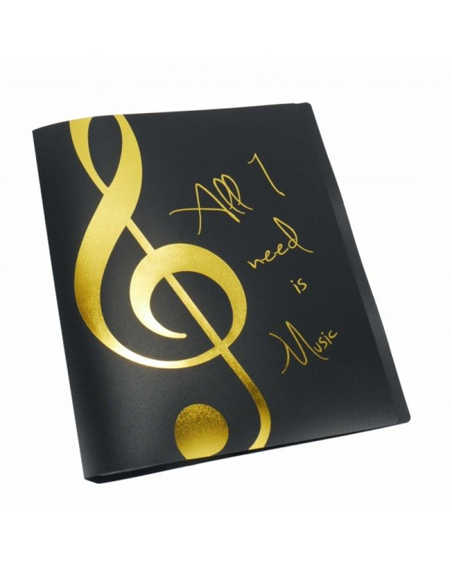 Porte vue A4, 20 pochettes, coloris noir avec clé de sol + "All I 