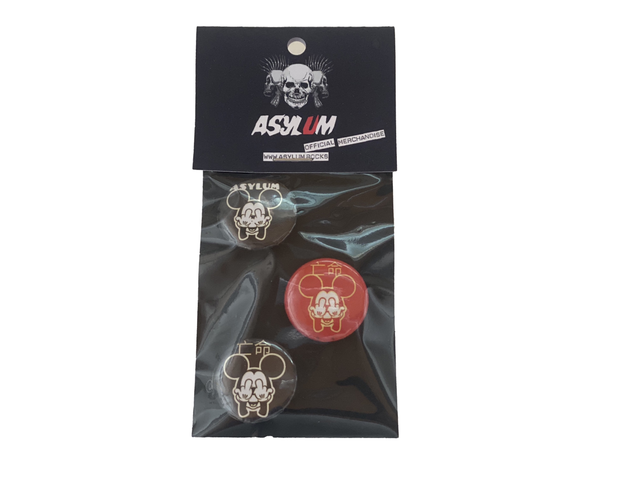 Three Pack Of Assorted Asylum Badges 