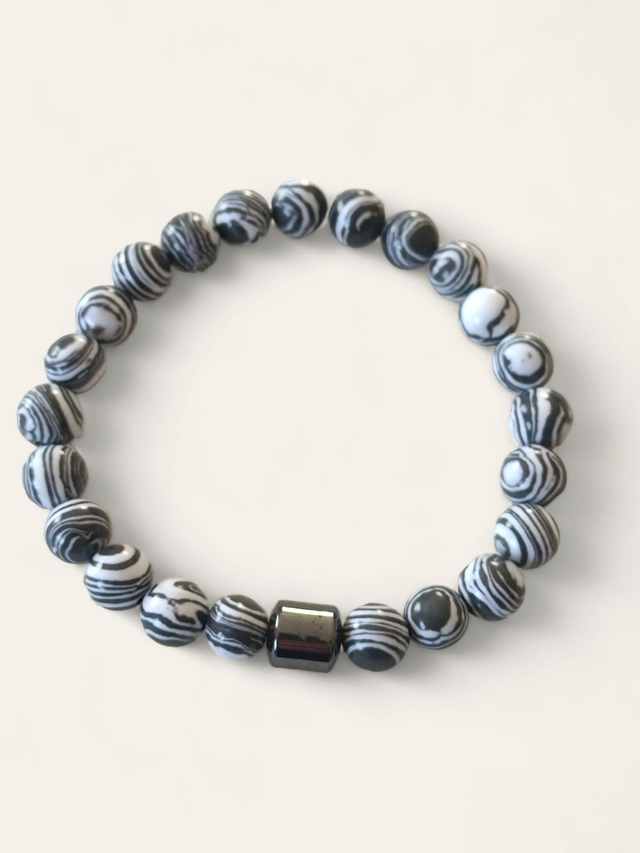 Bracelet Malachite Noire et Blanche 