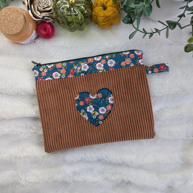 Trousse plate Petit Cœur - Marron