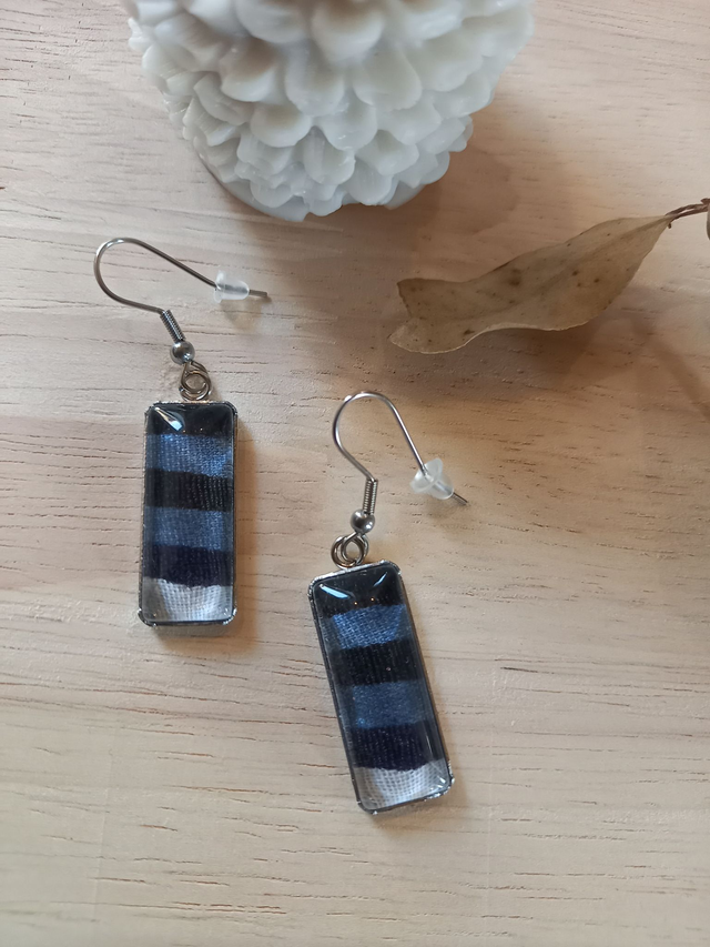 Boucles d&#039;oreilles Cabochon - cabochon rectangle - tissu wax