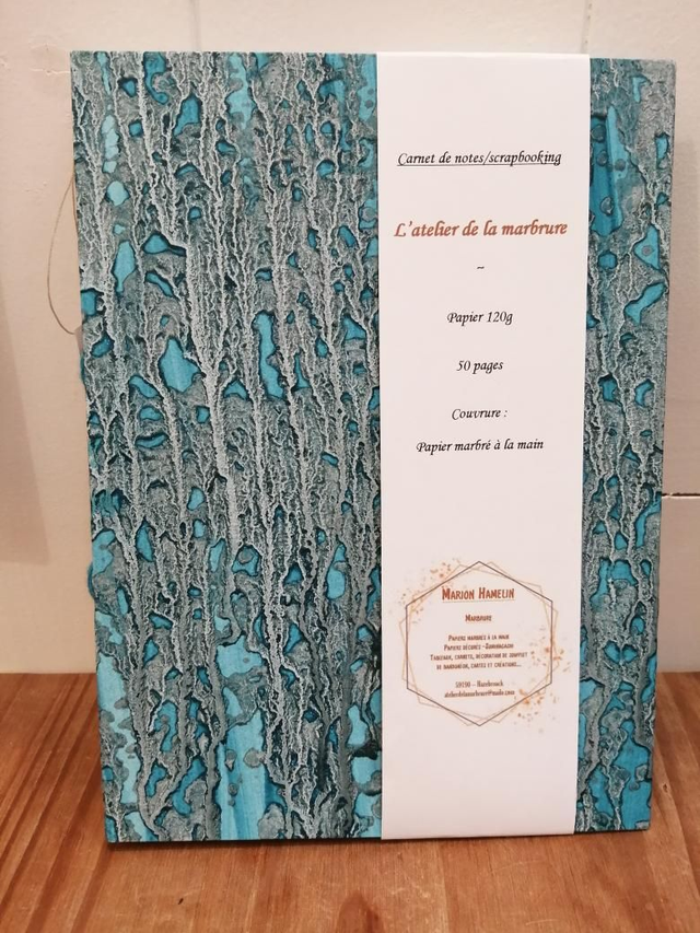 Carnet de notes grand format portrait bleu coulé 