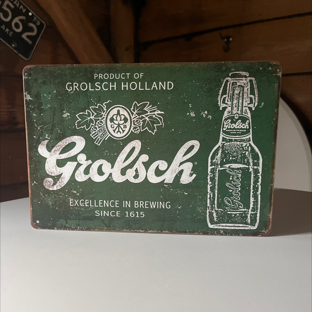 Metalen bierbord Grolsch - 30 X 20 cm