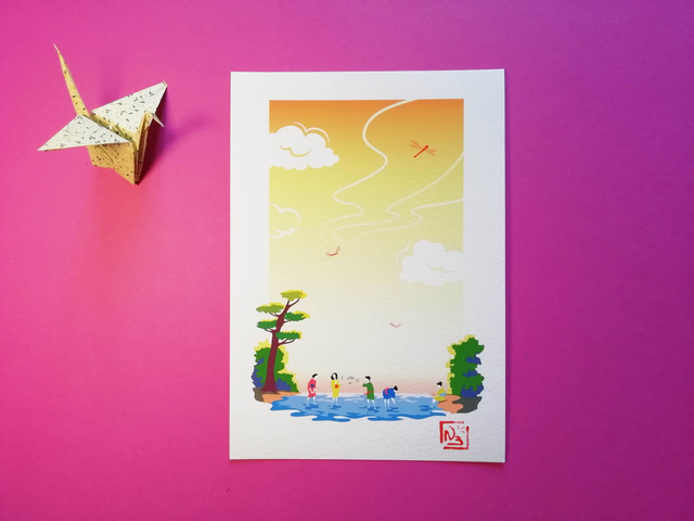 Fine Art A5 et A4/ Été - Libellules rouges 