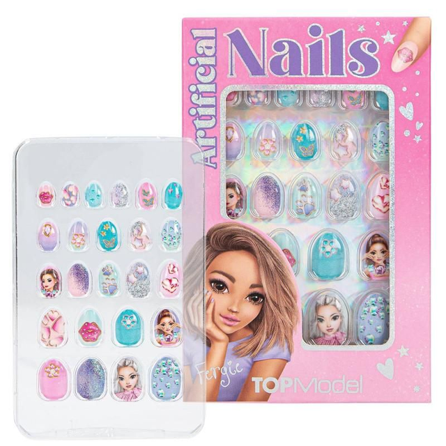 Topmodel Artificial Nails Glitter Beauty And Me Turquoise And Pink
