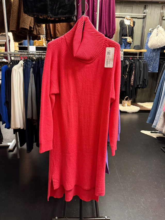 Lange trui met col - Roze