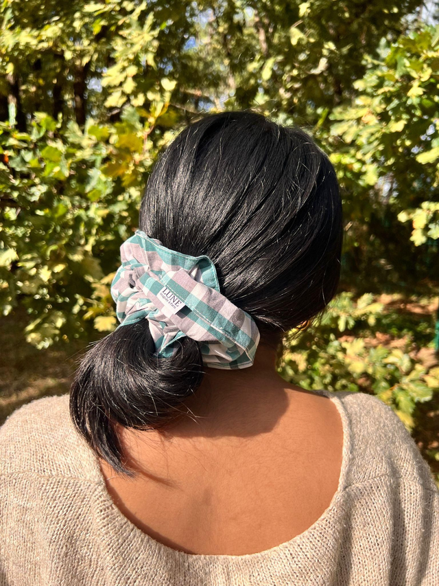 Chouchou Émeraude à carreaux