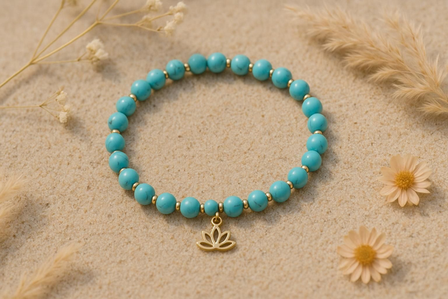 Bracelet de cheville Howlite Turquoise ~Stabilité, Patience, spiritualité