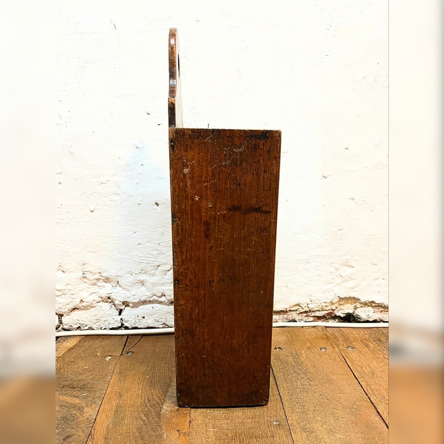 19th-Century Wall-Hanging Candle Box — Mahogany/ Hardwood with Shaped Crest & Green Baize Interior