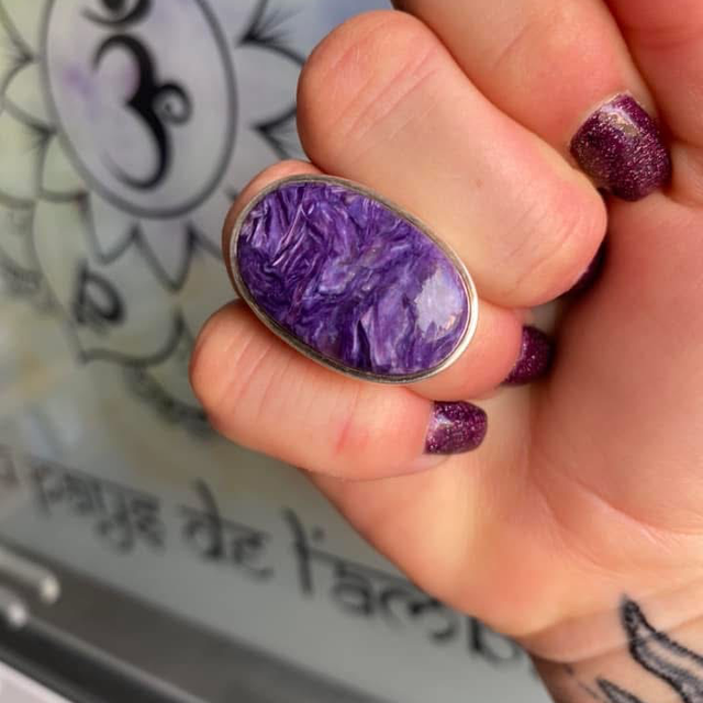 Bague en argent et Charoïte - Taille 55