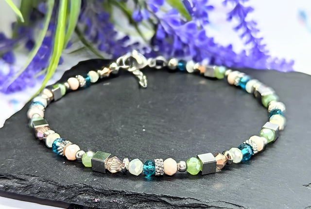 Stainless Steel Pastel Coloured Boho Beaded Anklet 