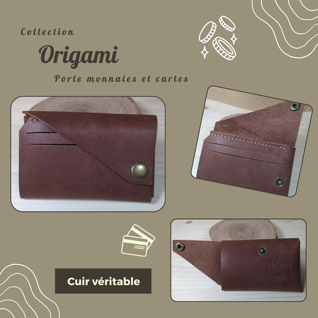 ORIGAMI porte monnaie/carte - Marron