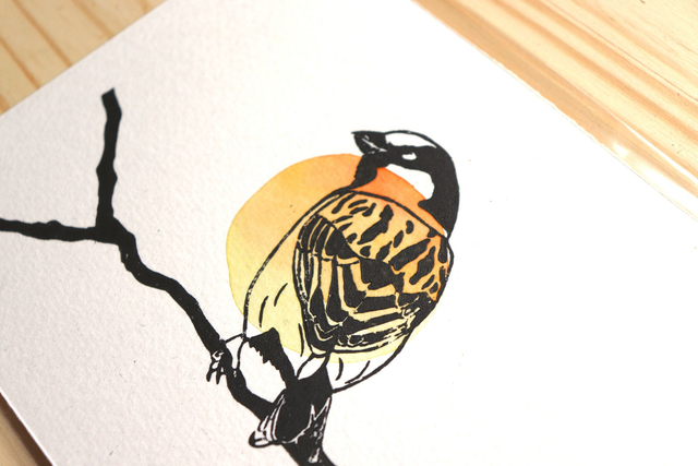 Linogravure A5 Moineau (plusieurs coloris)