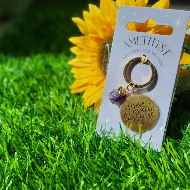 Amethyst "I have a crystal for that" Keyring 