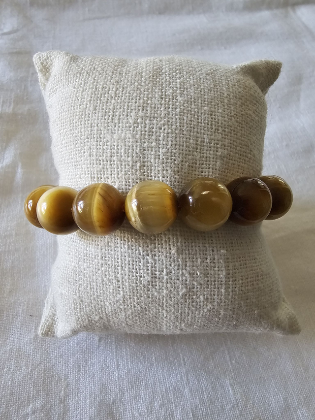 bracelet Œil de tigre doré 12MM 