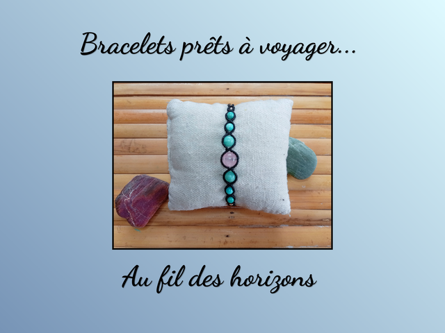 Bracelet macramé Amazonite et Quartz rose -  Apaisement et Authenticité