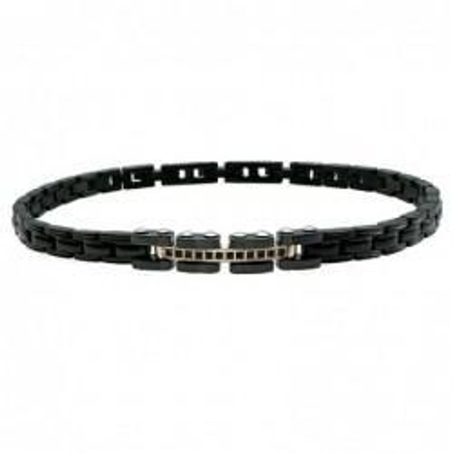 Bracciale uomo in acciaio colore nero con cristalli 