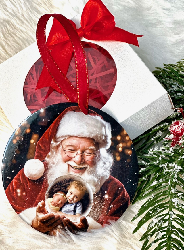 Personalised Father Christmas/Santa Bauble with photo 