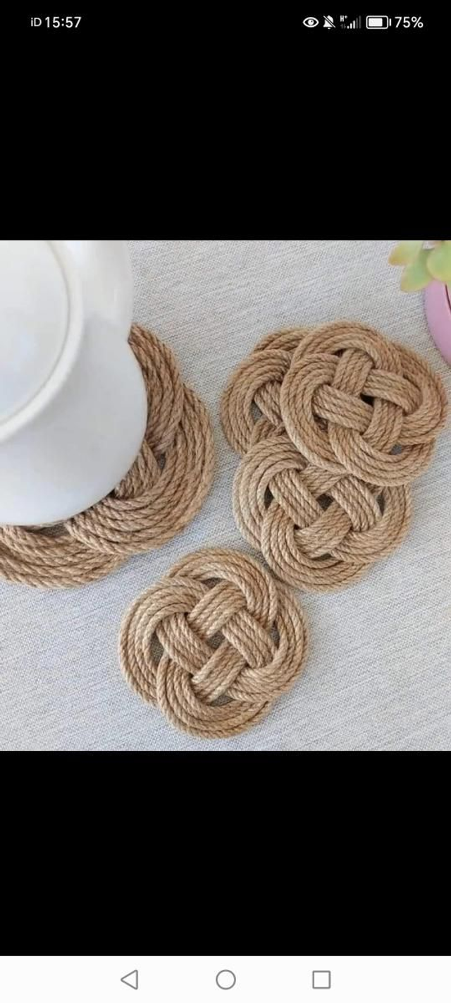 Handmade organic jute coasters