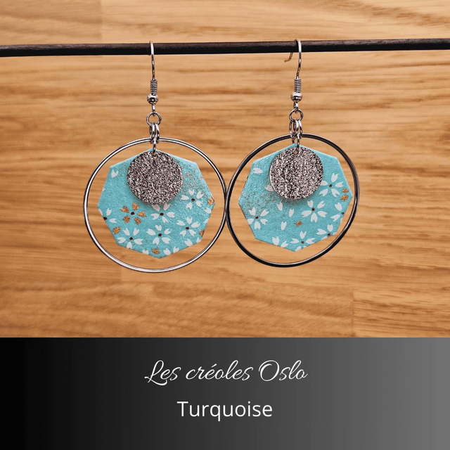 Boucles d&#039;oreilles créoles Oslo - Turquoise