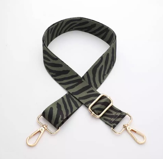 Animal print khaki & black bag strap