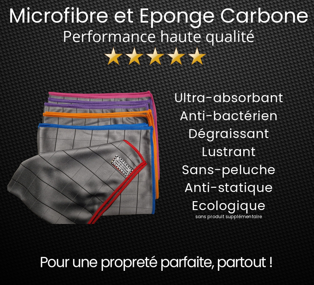 Kit vitres : une Microfibre + une Eponge Carbone