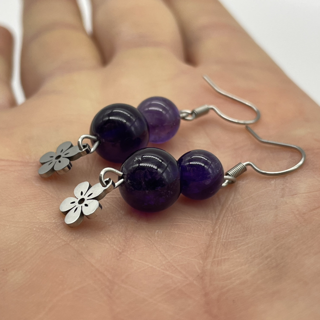Boucles d’oreilles FLEURS améthyste 