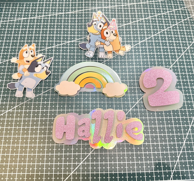 Bluey rainbow cake topper