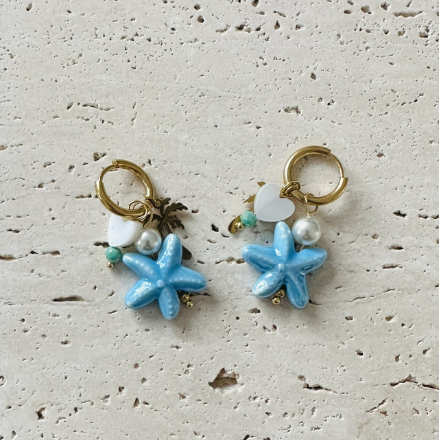 Oorbellen zeester blauw