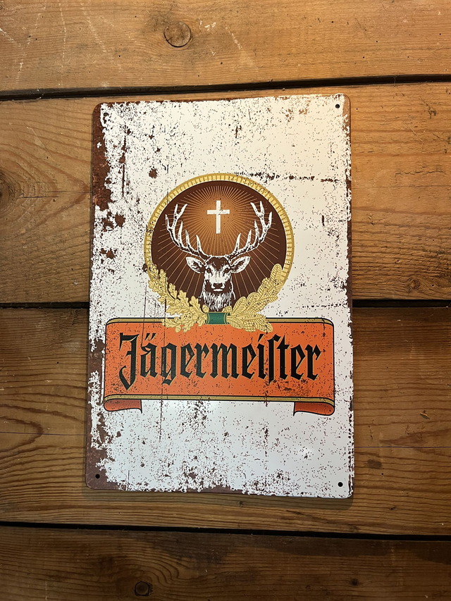 Metalen bierbord Jagermeister (wit) - 20 X 30 cm